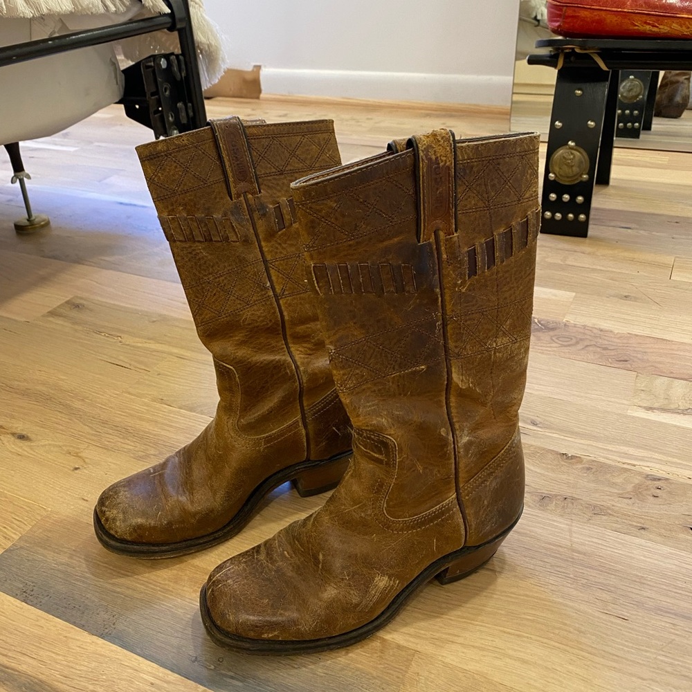 Rustic Cowboy Boots Square Toe - image 1